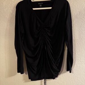 Athleta Black Gathered V-Neck Top